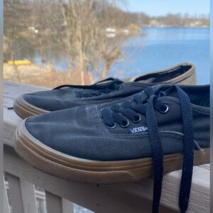 Vans Black Canvas Sneakers with Brown Sole